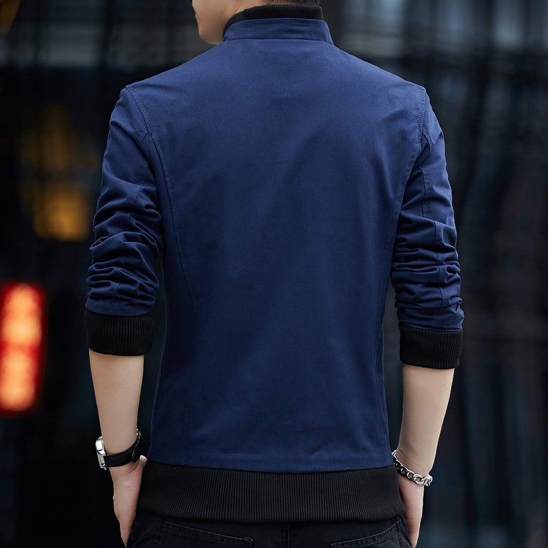 Womleys Mens Casual Windbreaker Outerwear Slim Fit Cotton Lightweight Jackets (Large, Blue) - Image 4